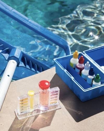 Testing pool water chemistry with a test kit